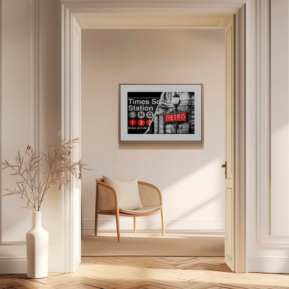Travel poster with red Metro sign – Canvas1