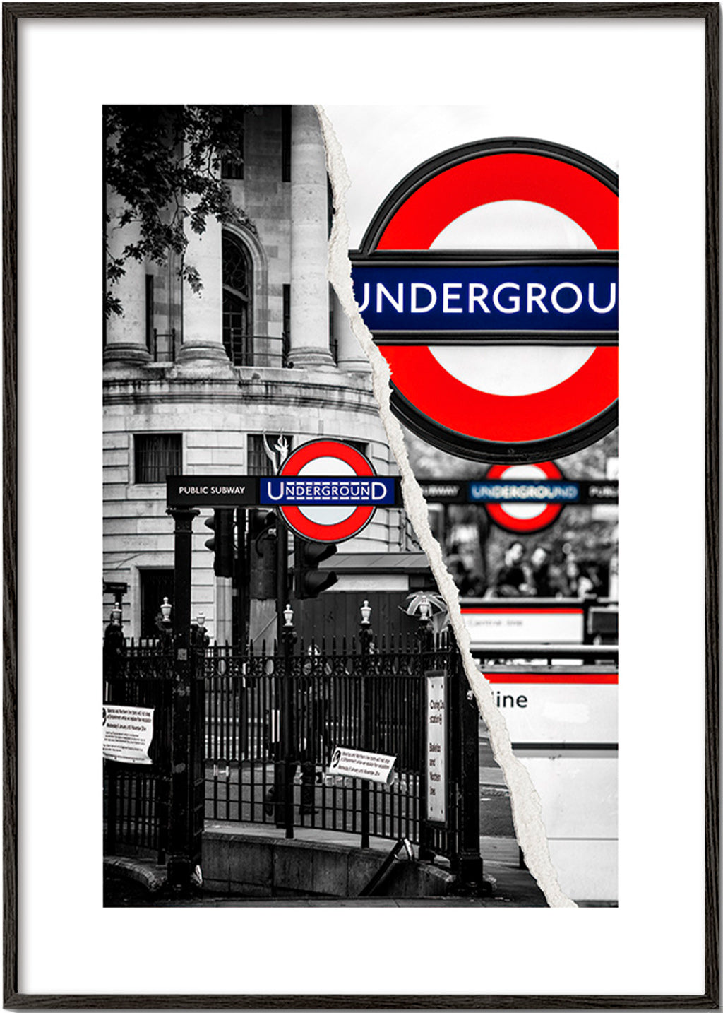 City art featuring Underground sign in London – Black Frame