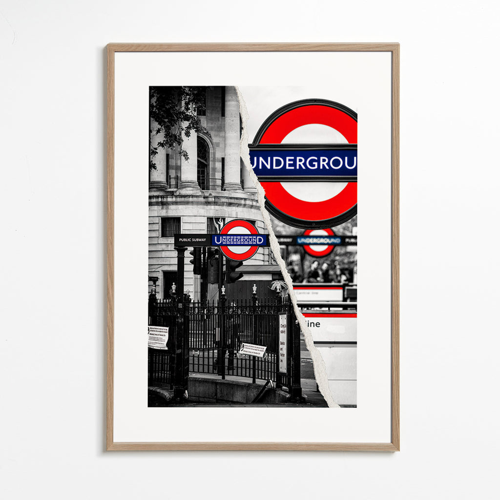 City art featuring Underground sign in London – Oak Frame