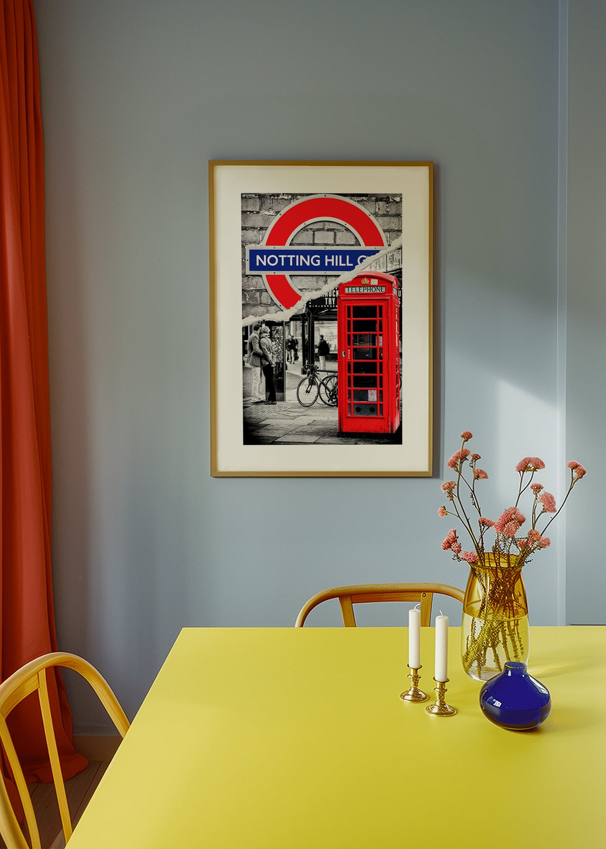 City art featuring a red phone box in Notting Hill – Product3