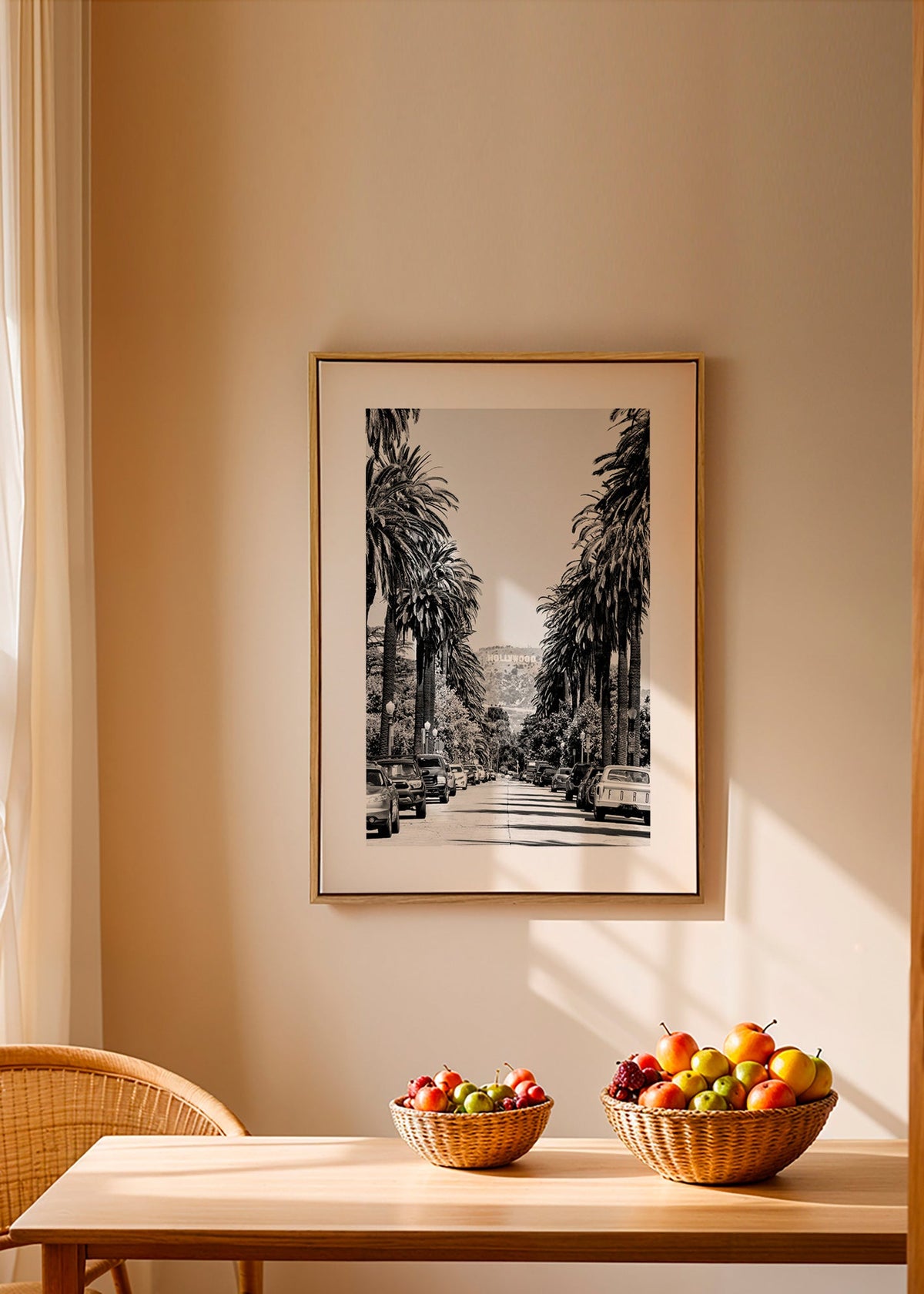 Travel poster: Hollywood palm street in black and white – Canvas2