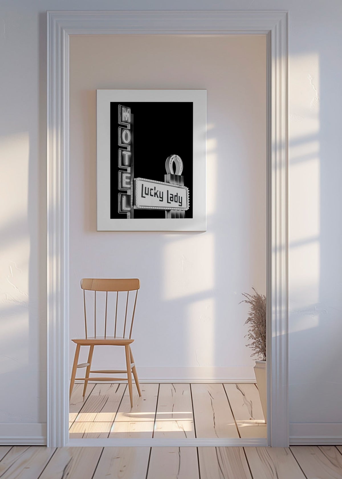 Photograph Lucky Lady motel neon sign – Canvas