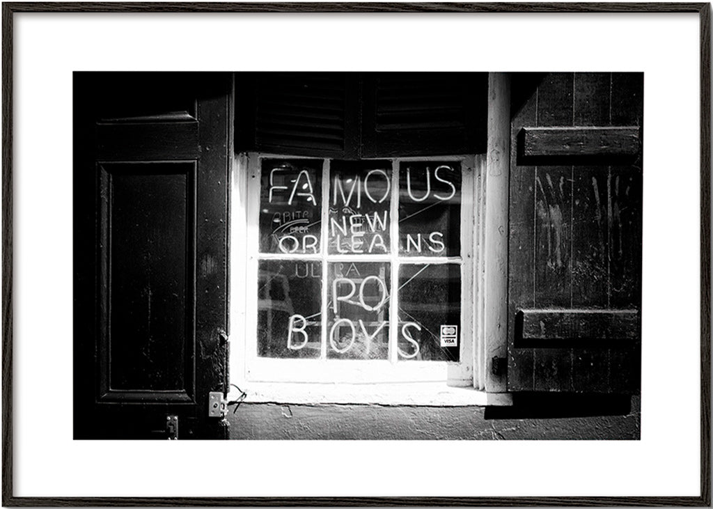 Kitchen art: New Orleans sign in black and white – Black Frame