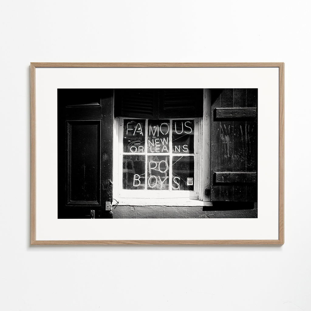 Kitchen art: New Orleans sign in black and white – Oak Frame