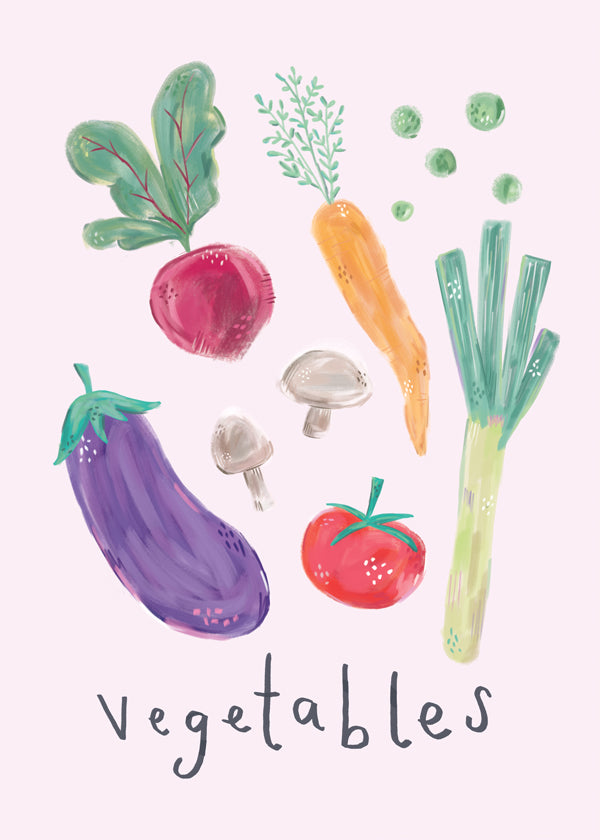 Illustrated Vegetables Food Kitchen Art Print