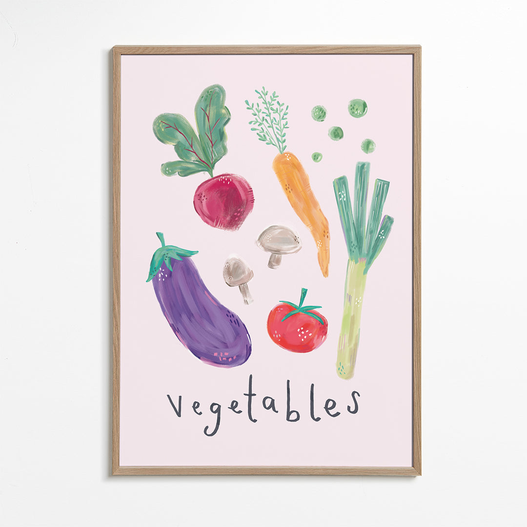 Illustrated Vegetables Food Kitchen Art Print