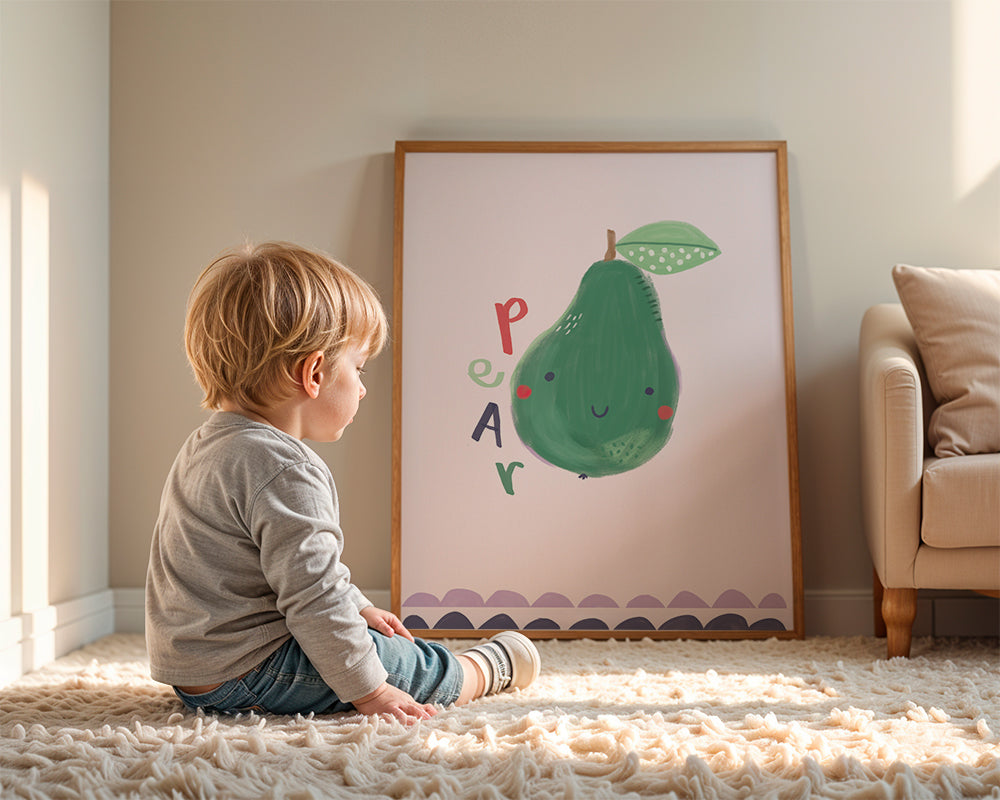 Cute Pear Kids Art Print