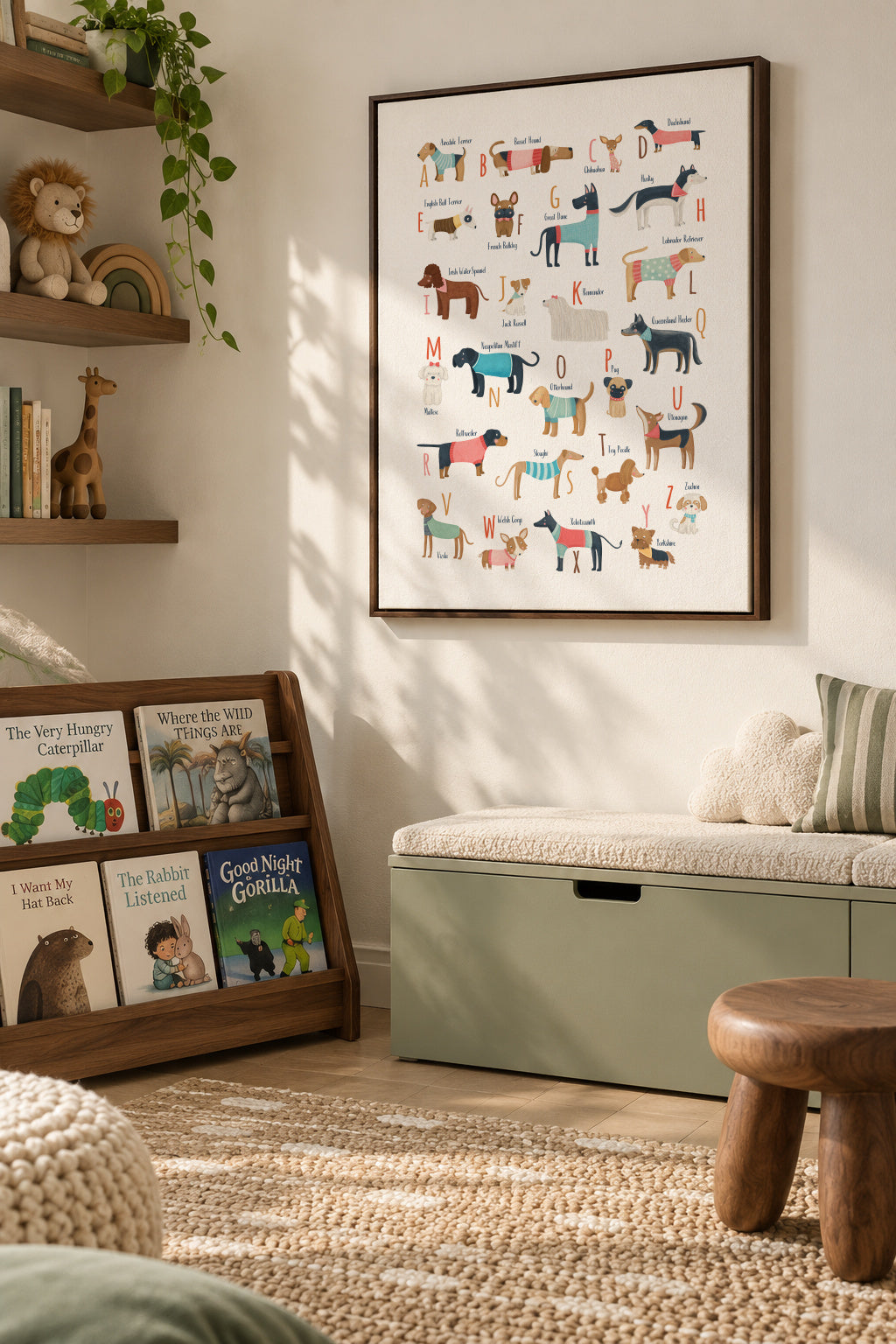 Alphabet Dogs Breed - Framed canvas in an interior