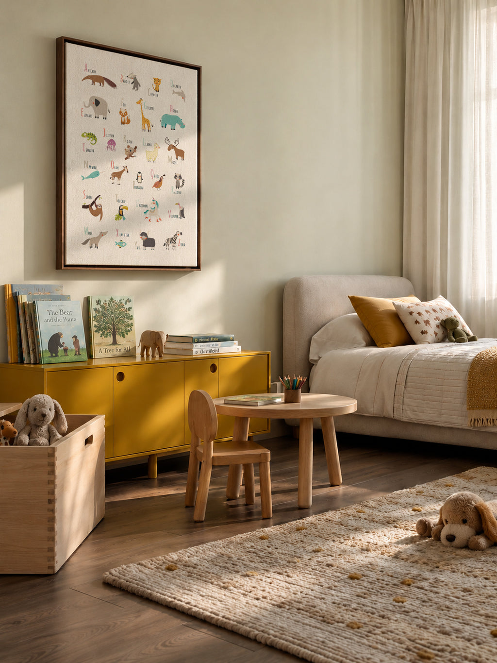 Alphabet Animals (English) - Framed canvas in an interior