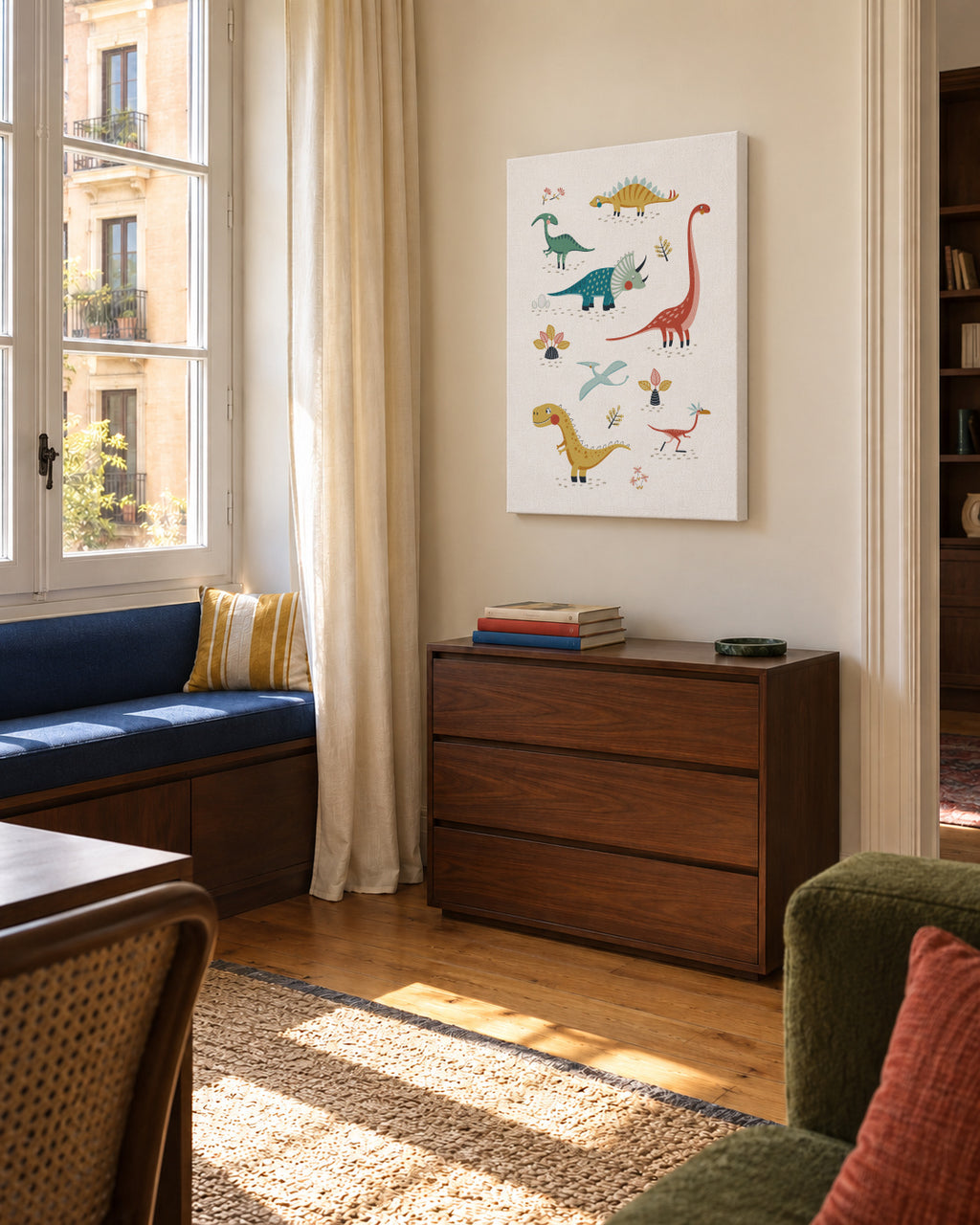Dinosaurs kids print - Unframed canvas in an interior