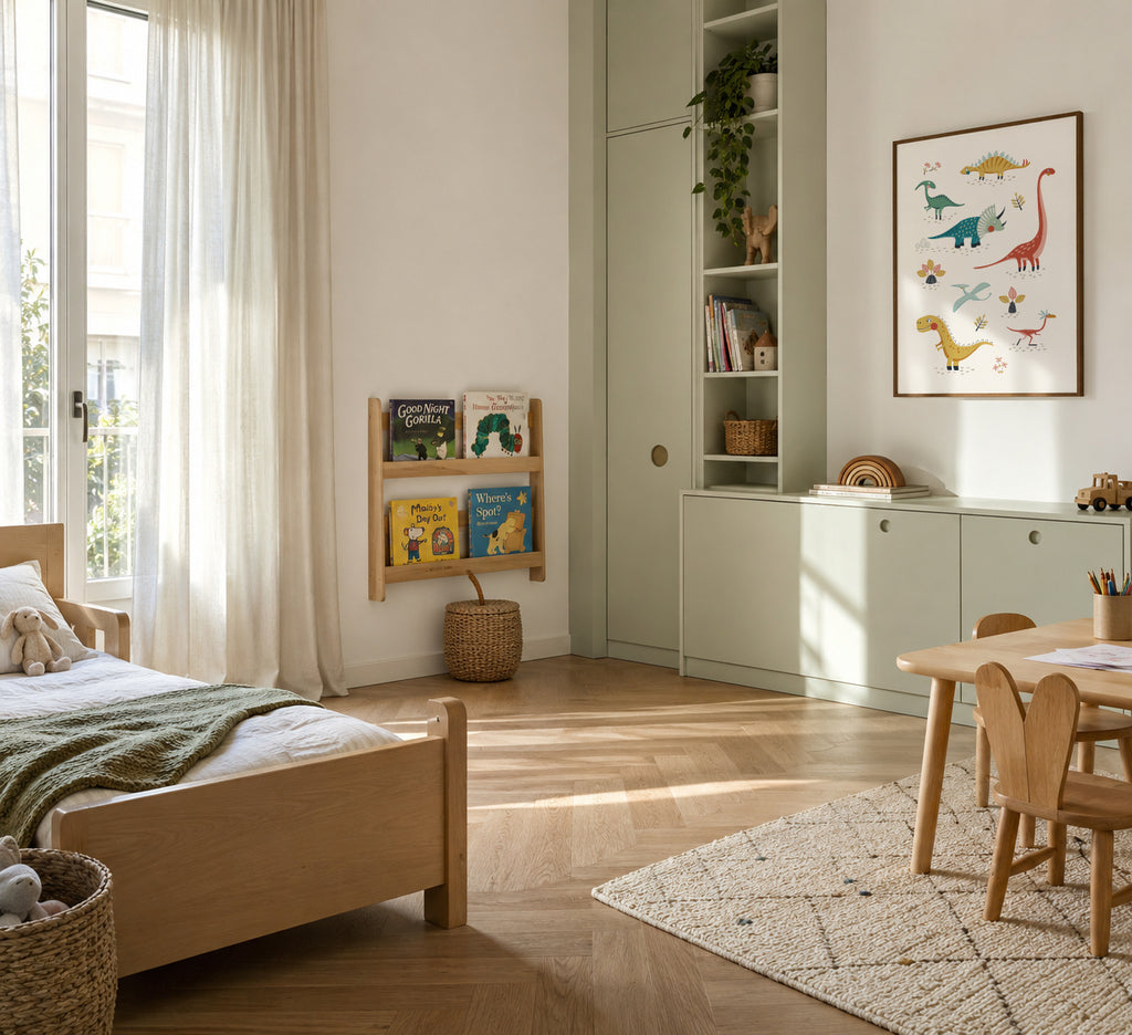 Dinosaurs kids print - Framed poster in an interior