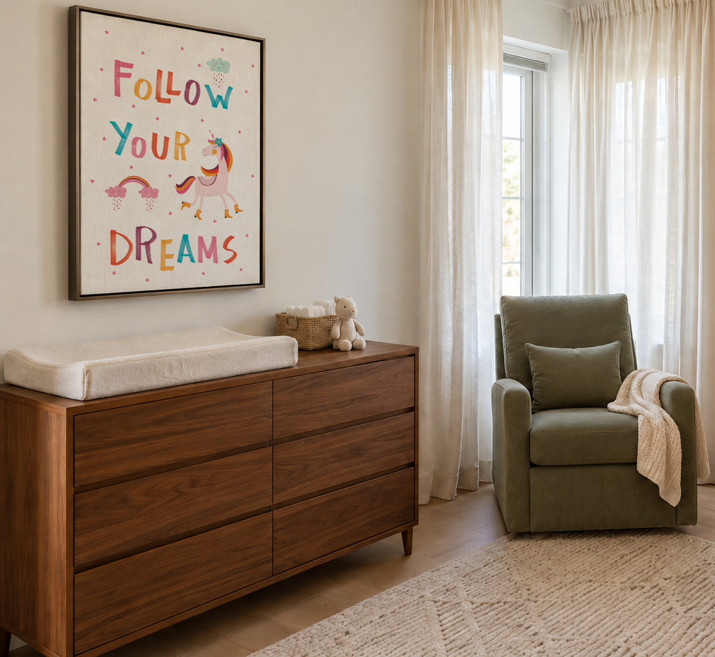 Follow your dreams quote - Framed canvas in an interior