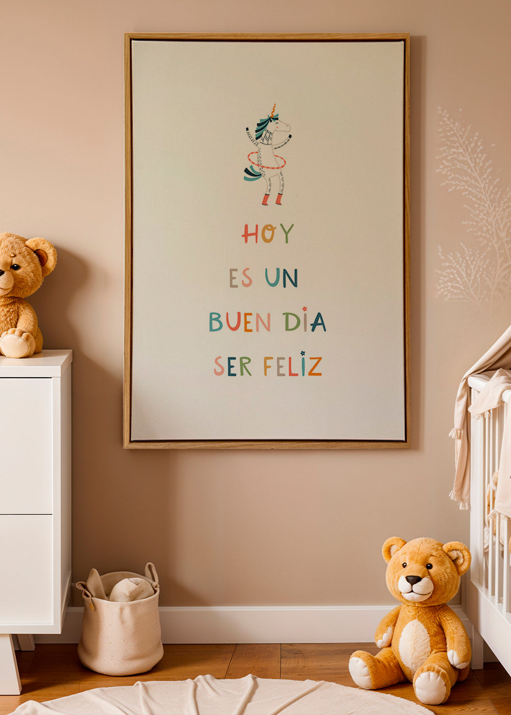 Kids print with unicorn and typographic message