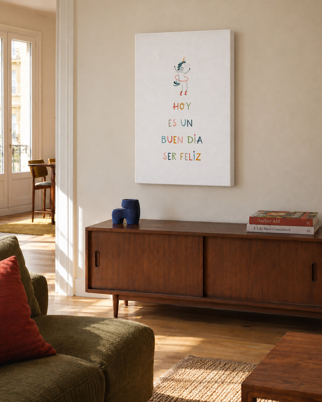 Hoy es un buen dia para ser feliz - Unframed canvas in an interior