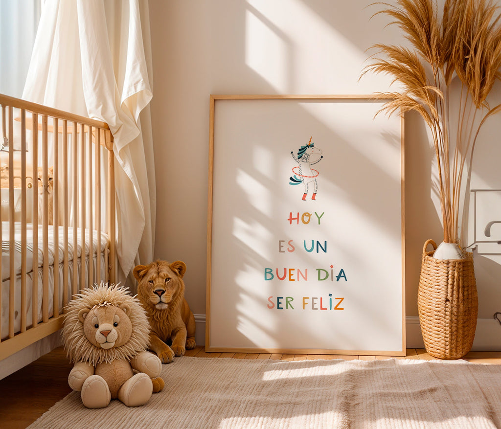Kids print with unicorn and typographic message