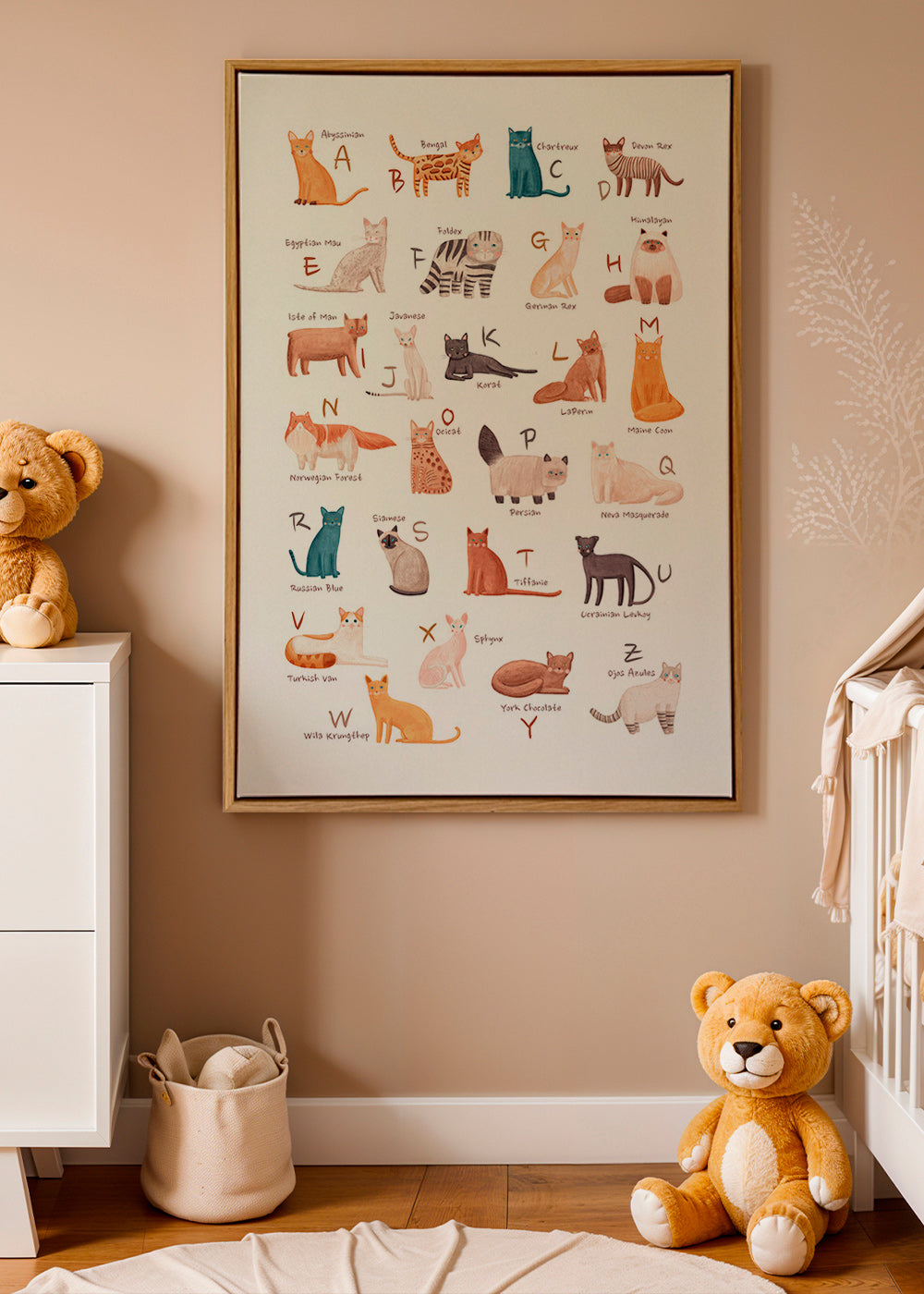 Children's print: illustrated cat alphabet
