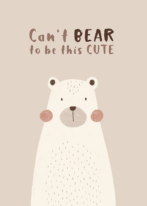 Children's print: cute beige bear
