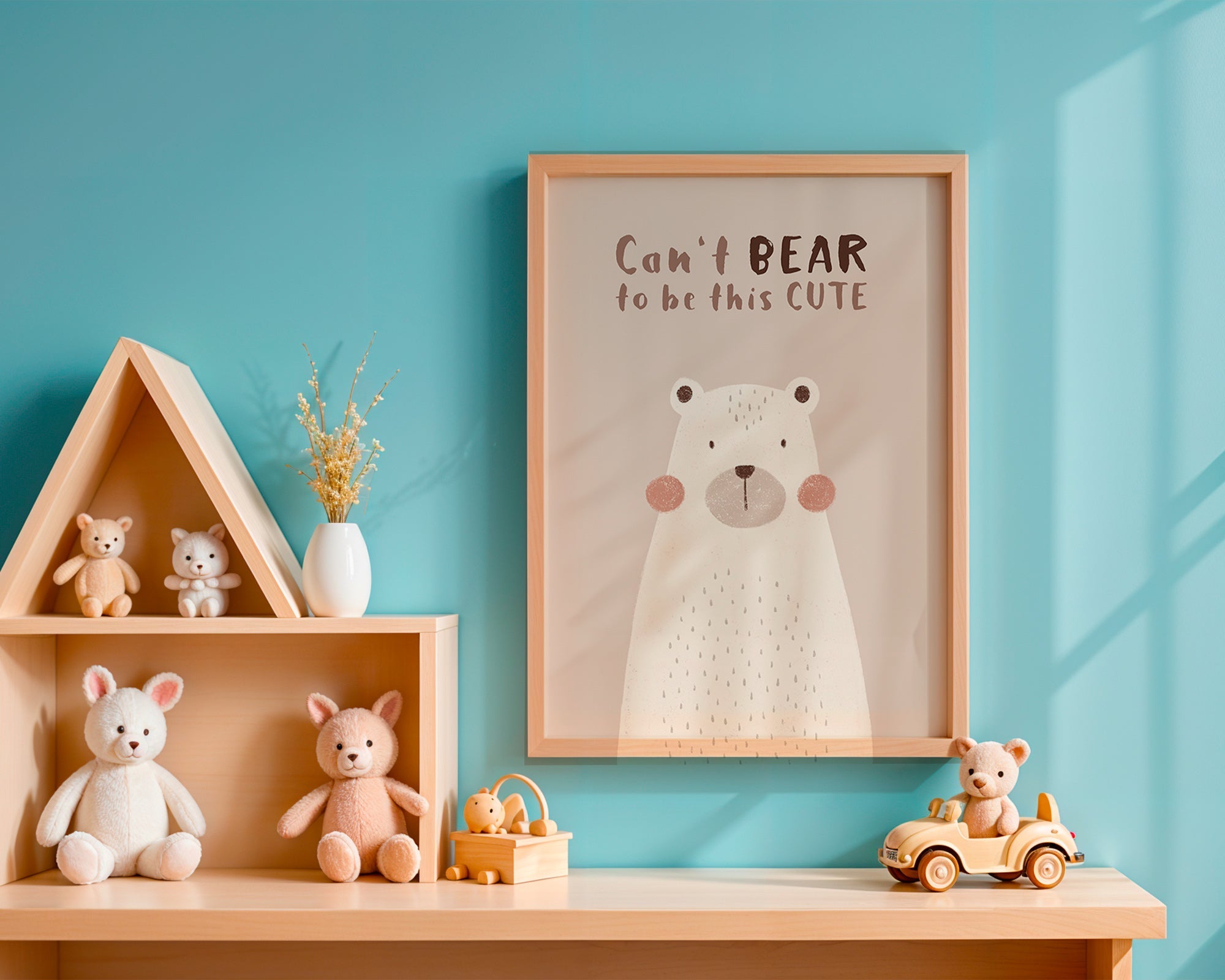 Children's print: cute beige bear