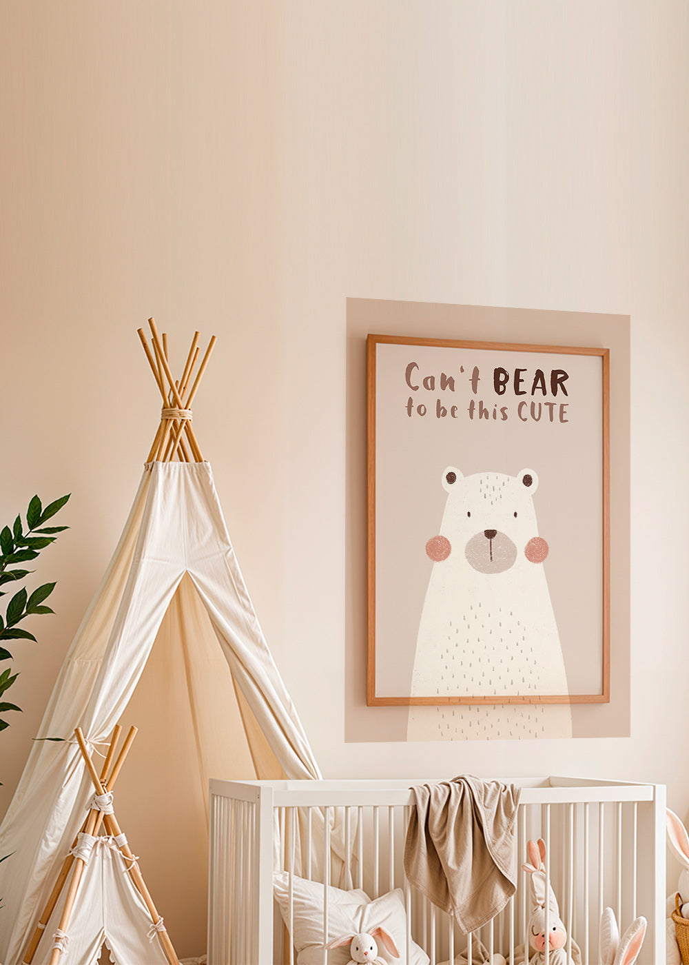 Children's print: cute beige bear