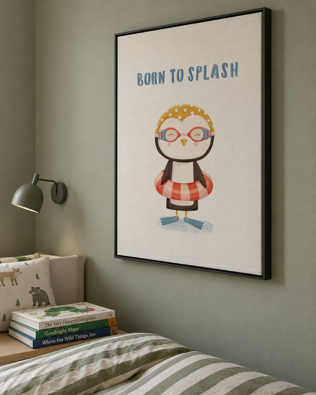 born to splash - Framed canvas in an interior