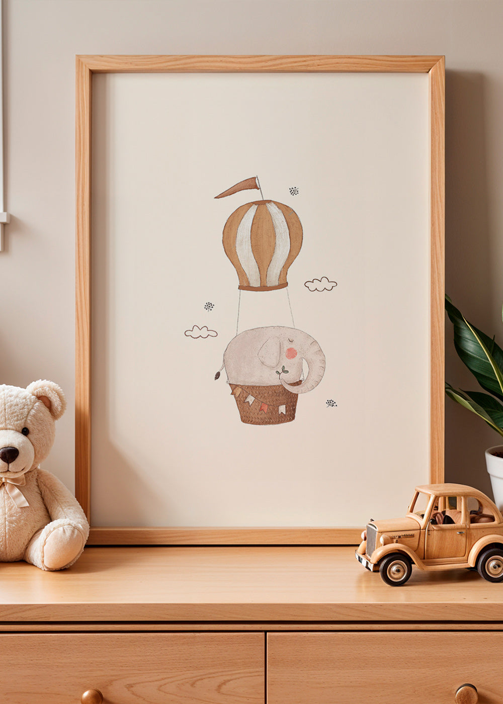 Children's elephant balloon print