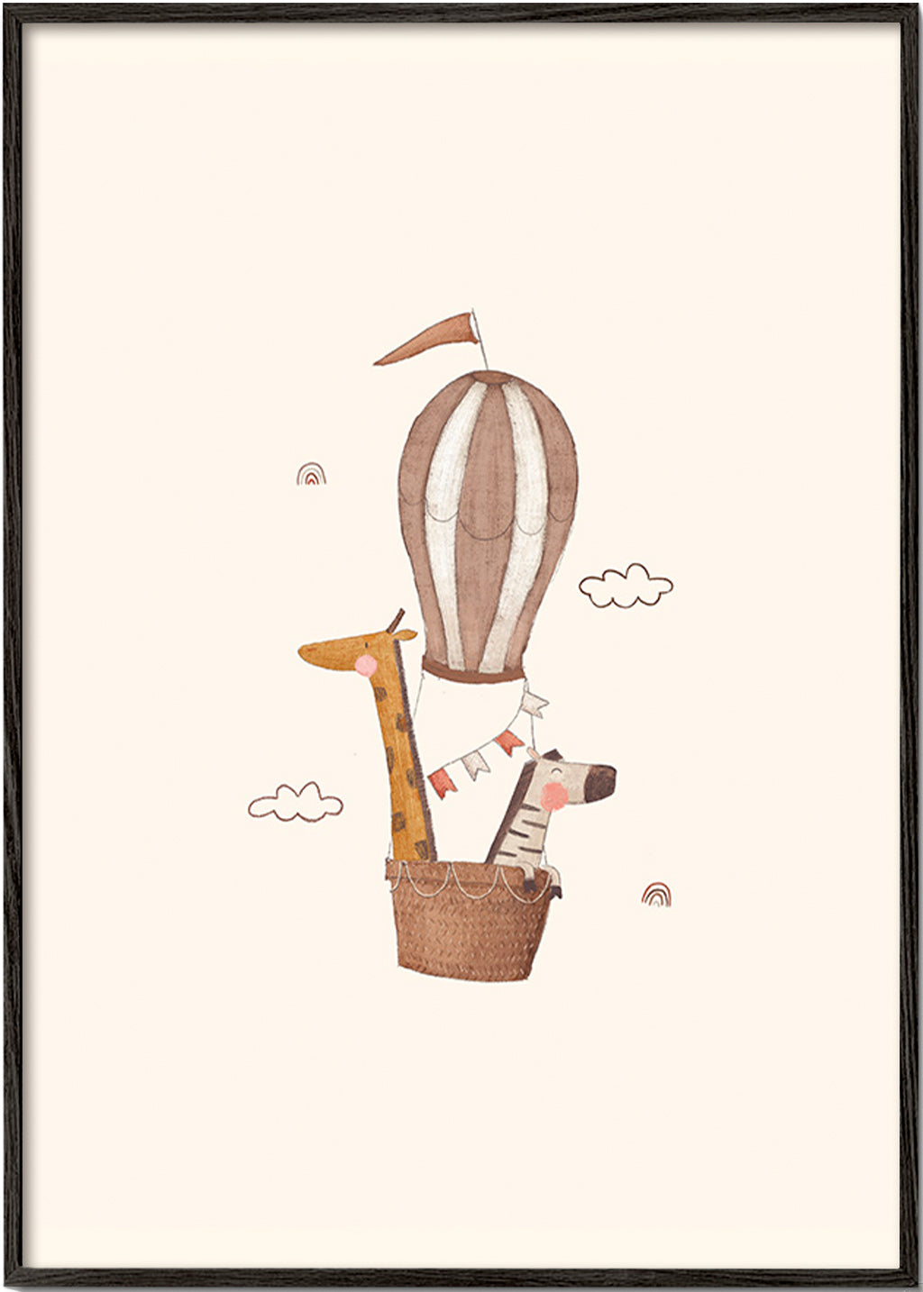 Children's print: giraffe and elephant balloon