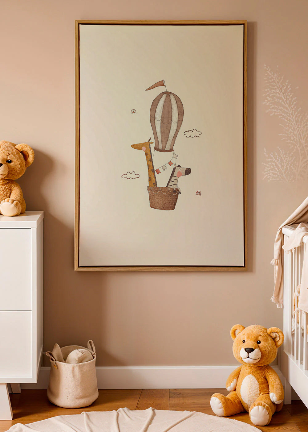Children's print: giraffe and elephant balloon