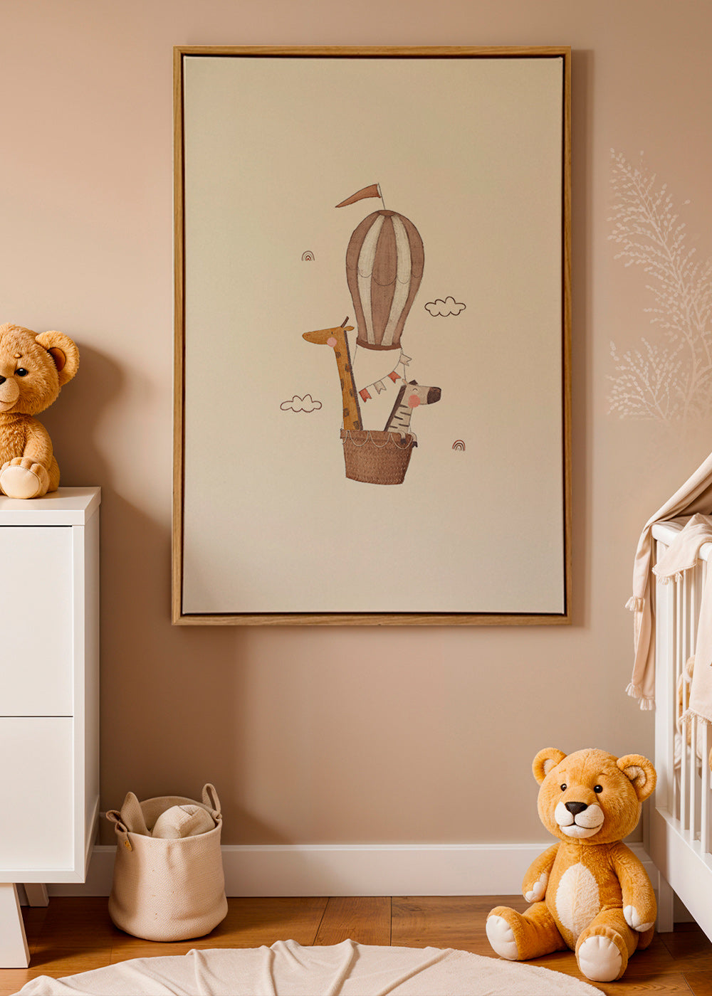 Children's print: giraffe and elephant balloon