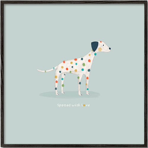 Dalmatian illustration with colorful spots