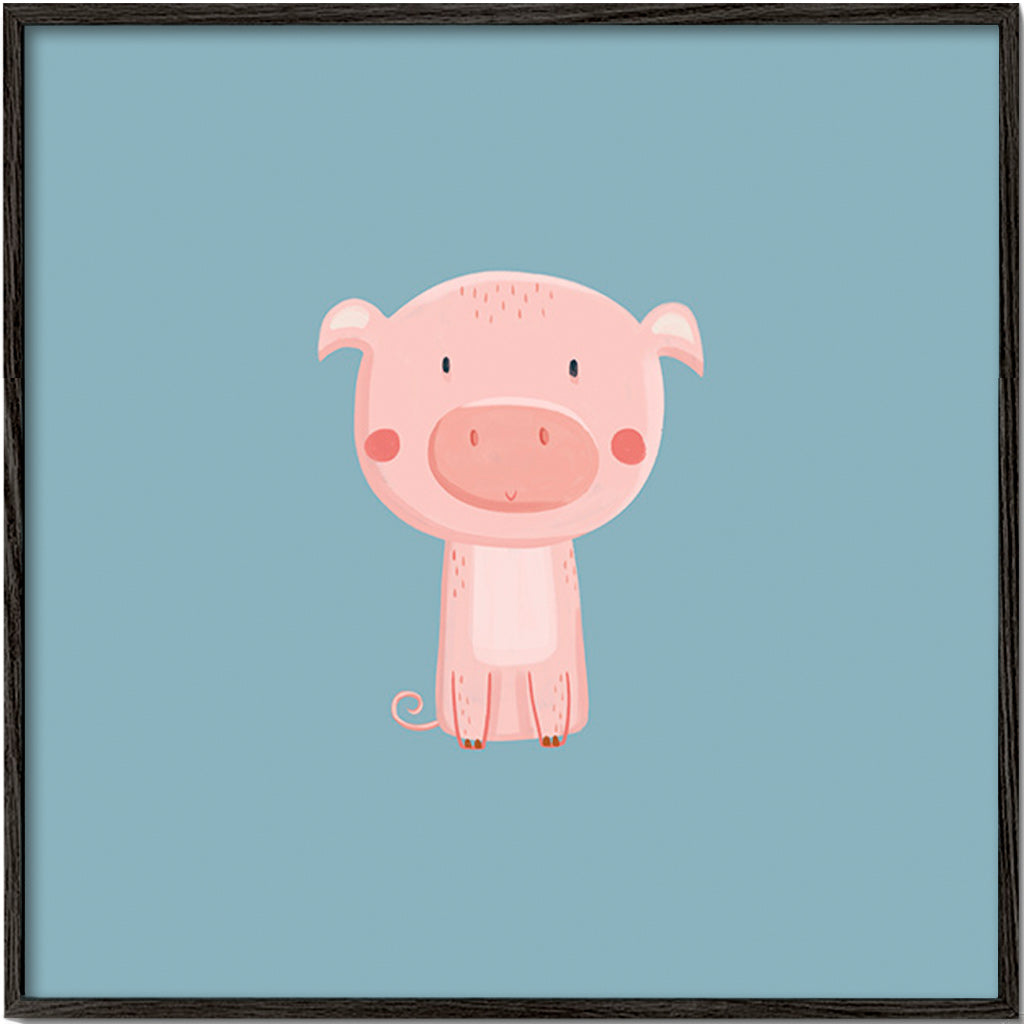 Kids print: centered pink piglet