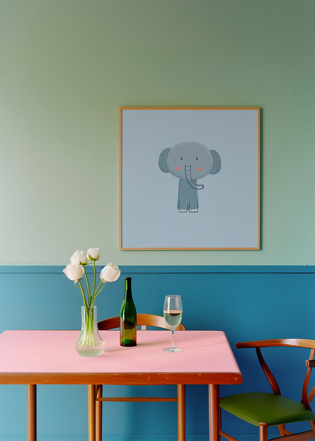 Children's print: cute blue elephant