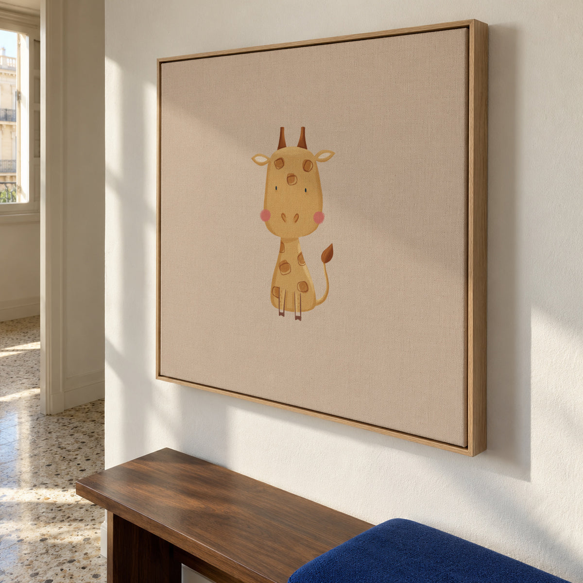 Giraffe - Framed canvas in an interior