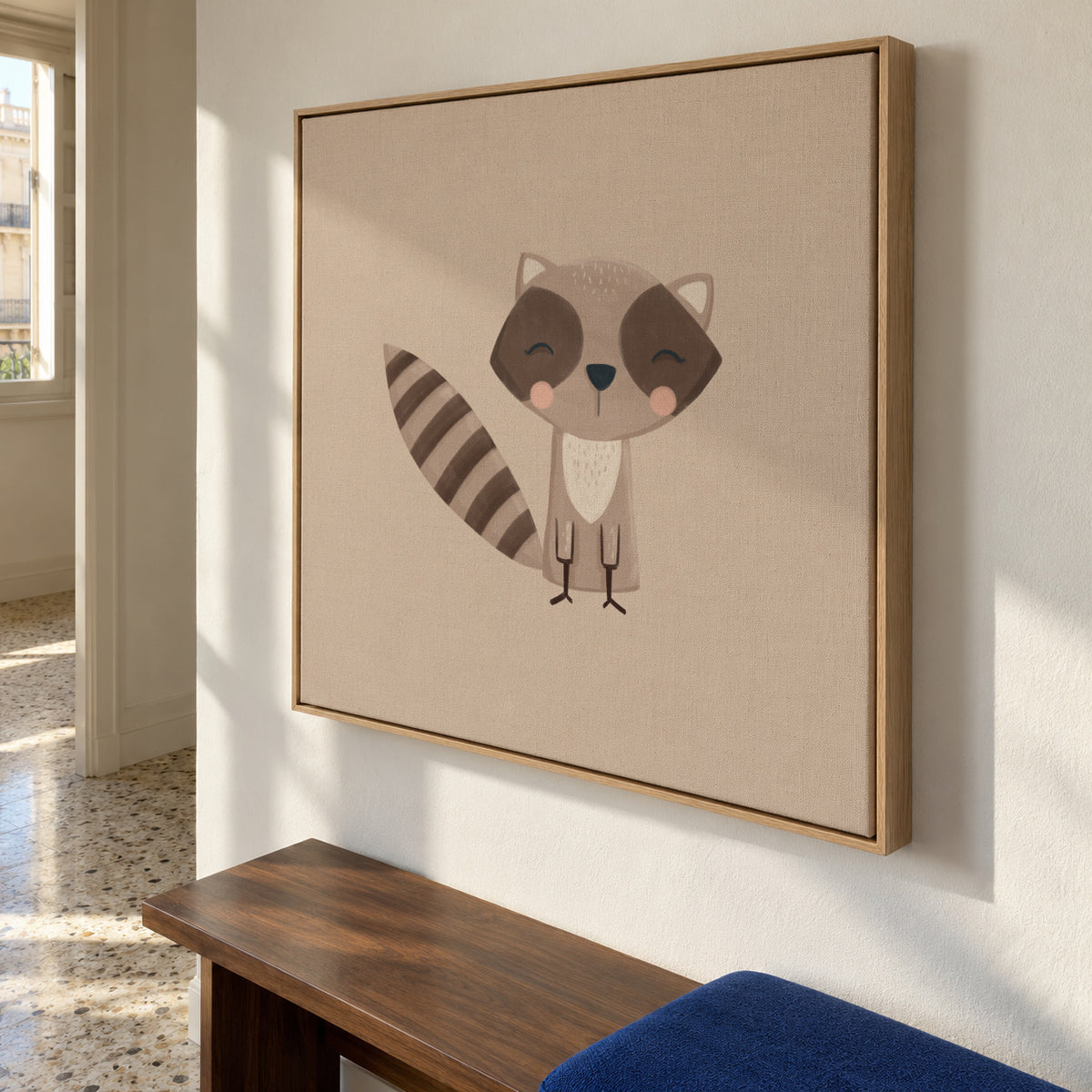 Mapache - Framed canvas in an interior