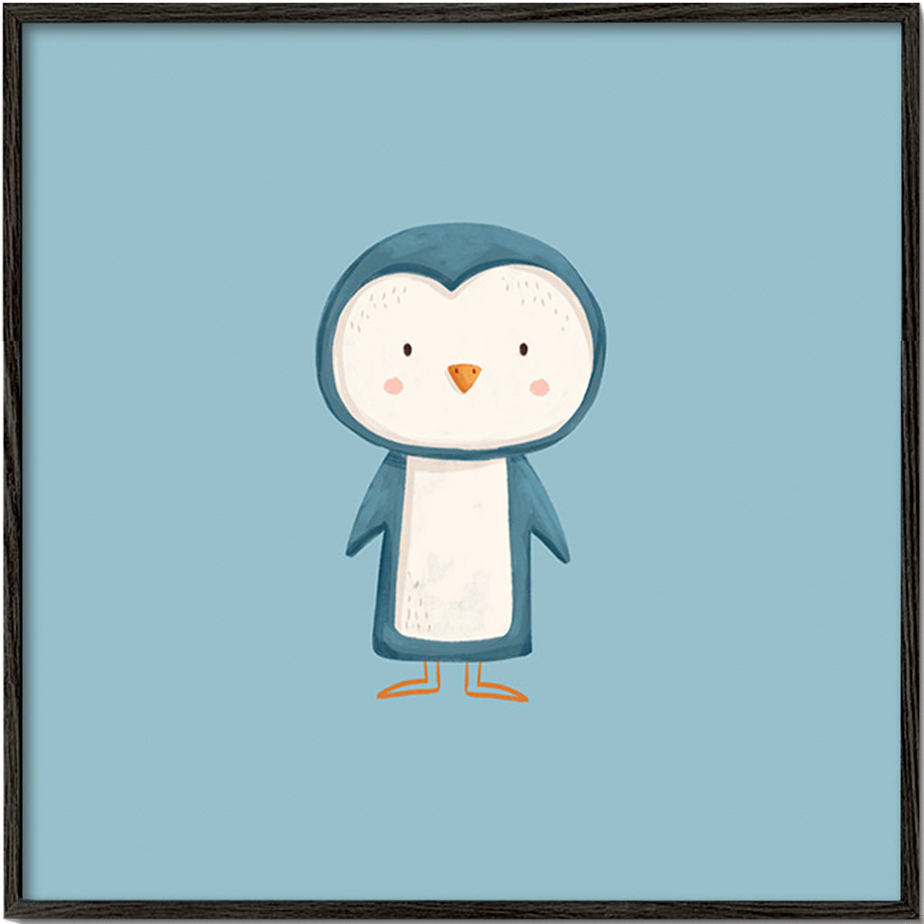 Artwork penguin illustration on blue background