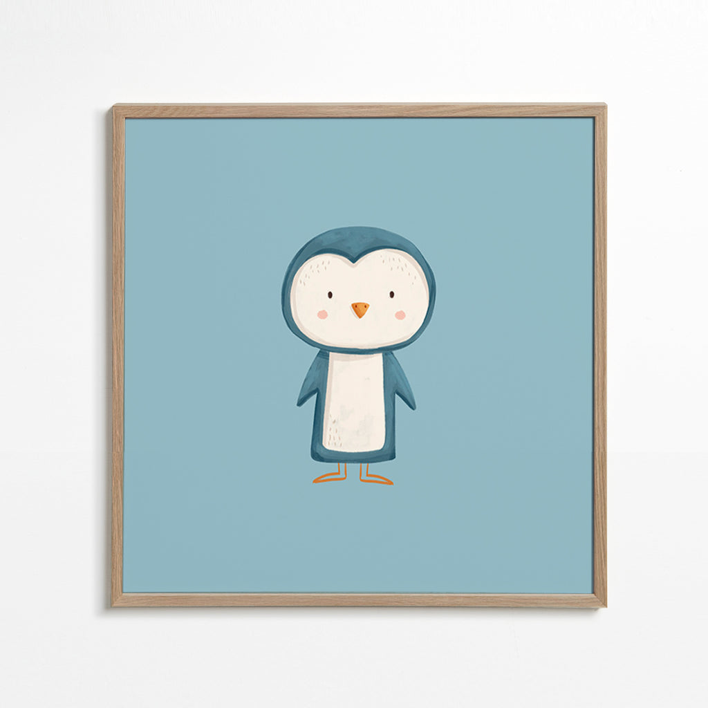 Artwork penguin illustration on blue background