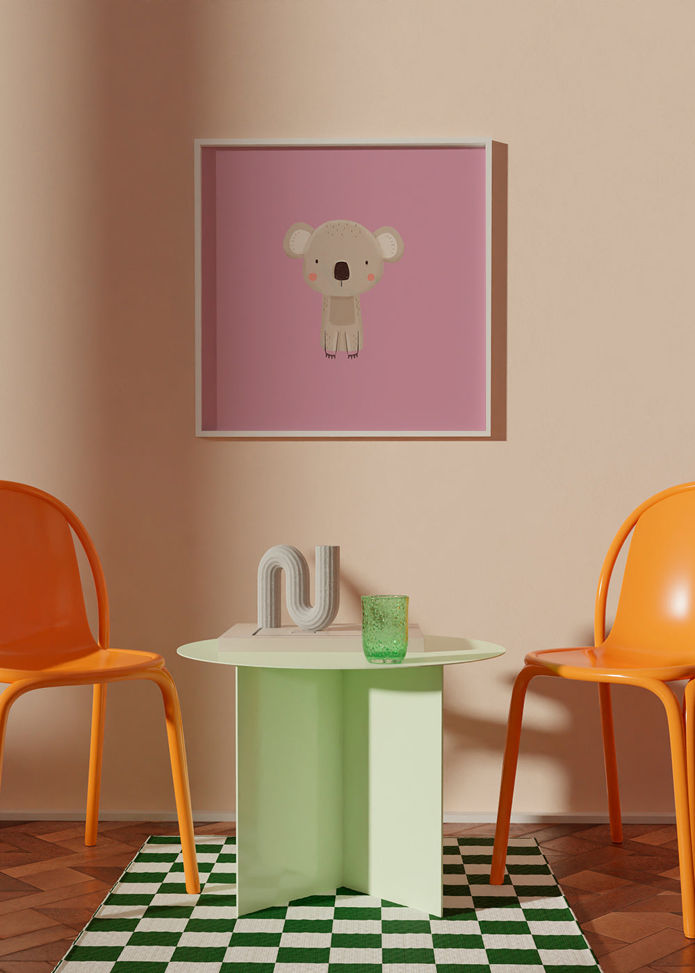 Children's print: minimal pink koala
