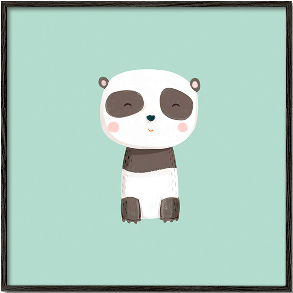 Cute panda children's print on mint background