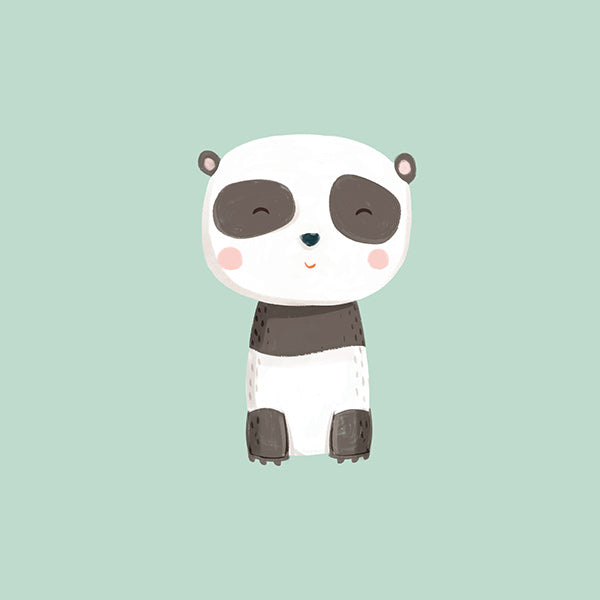 Cute panda children's print on mint background