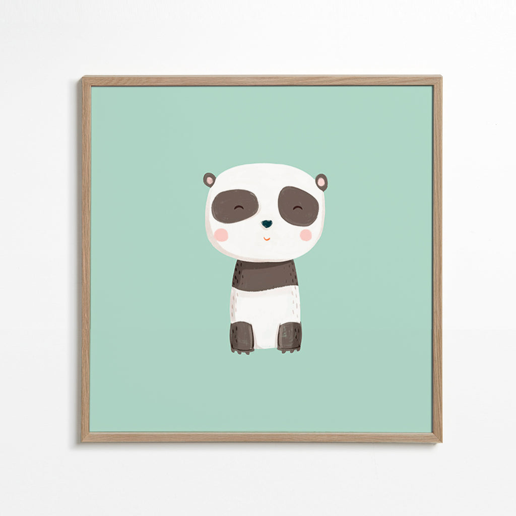 Cute panda children's print on mint background