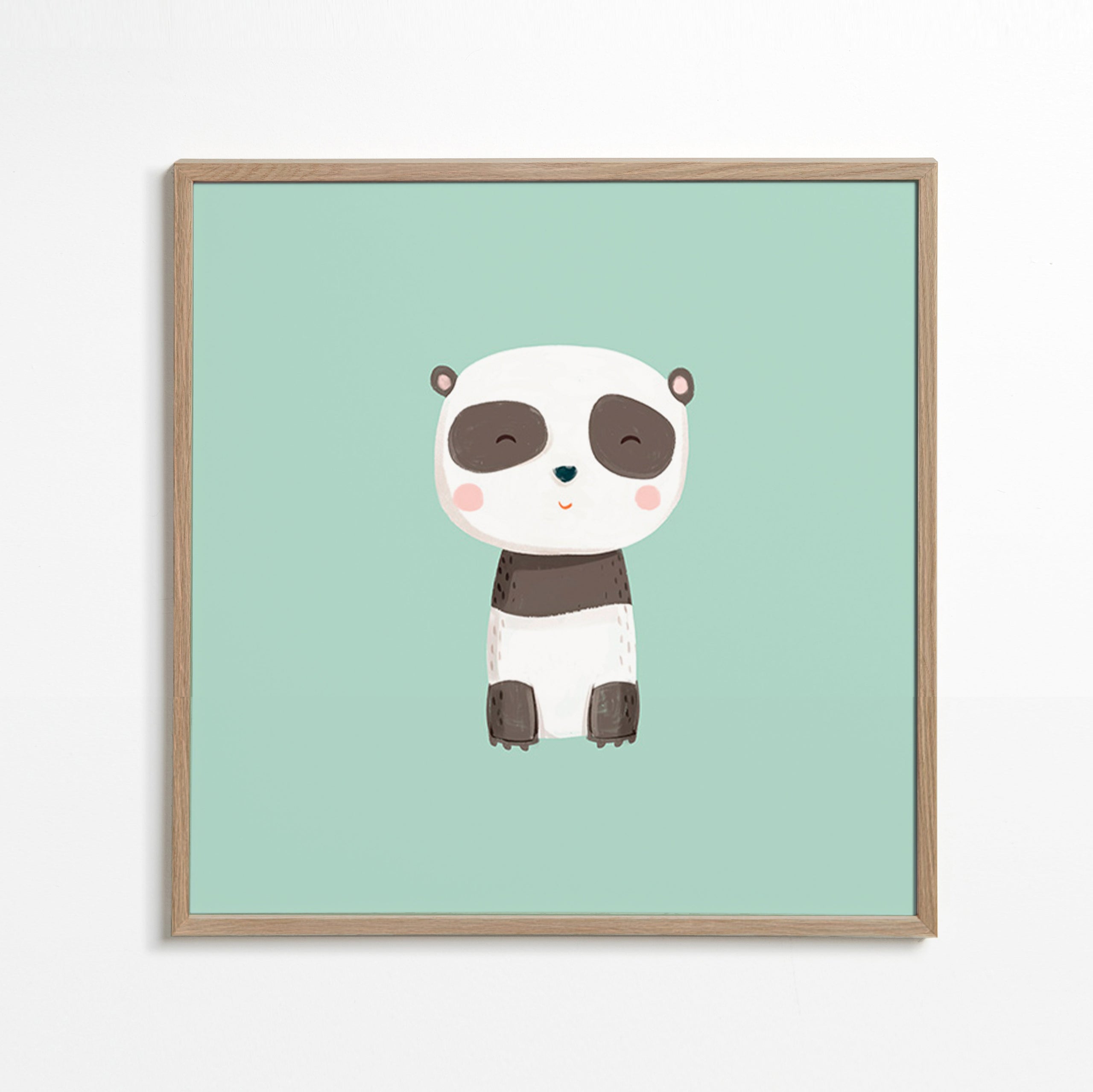 Cute panda children's print on mint background