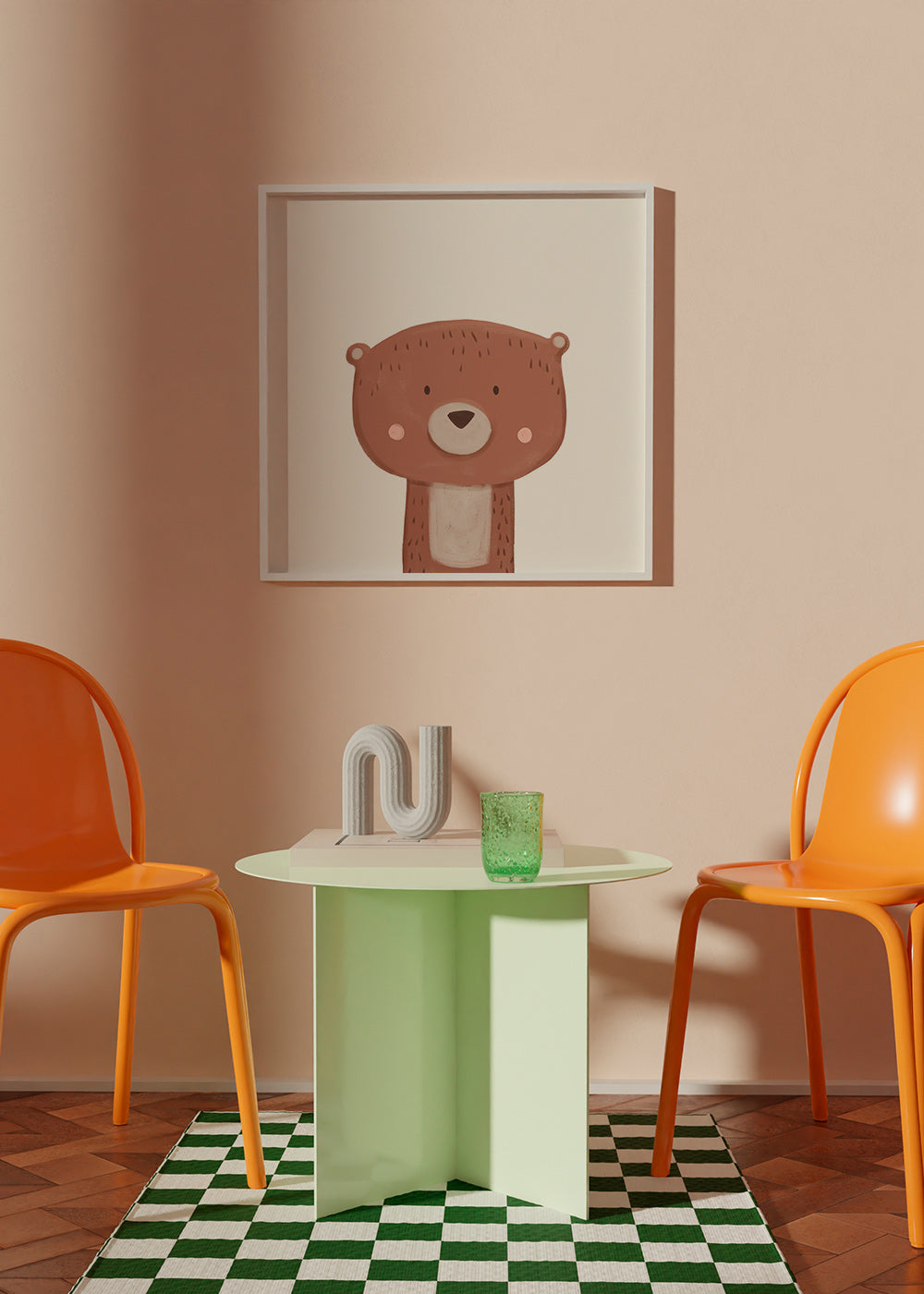 Children's print sweet bear on cream background