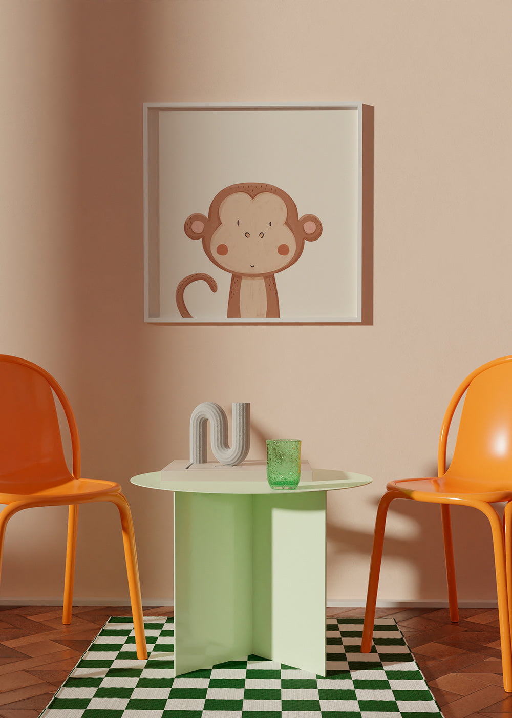 Children's print smiling monkey