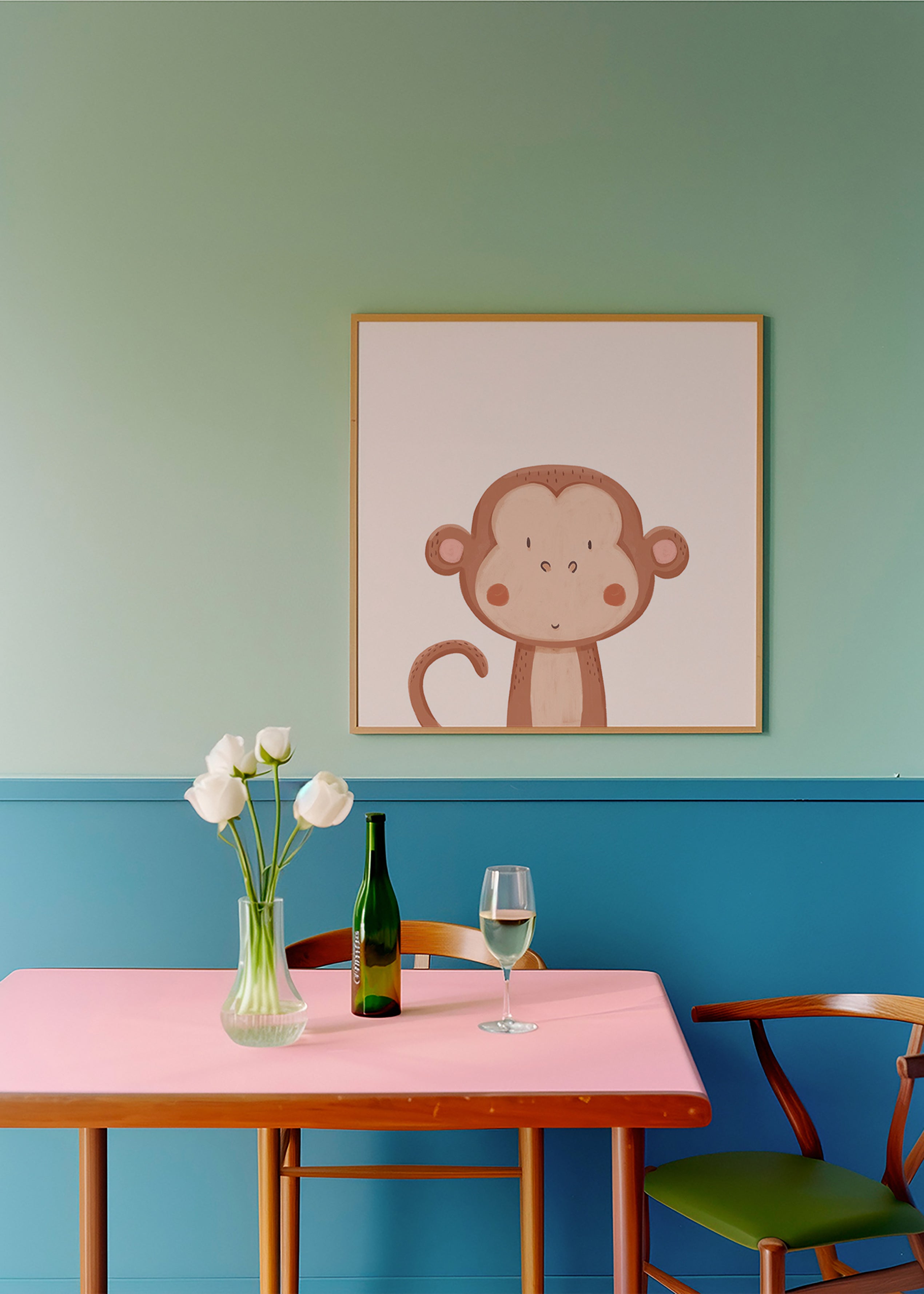 Children's print smiling monkey