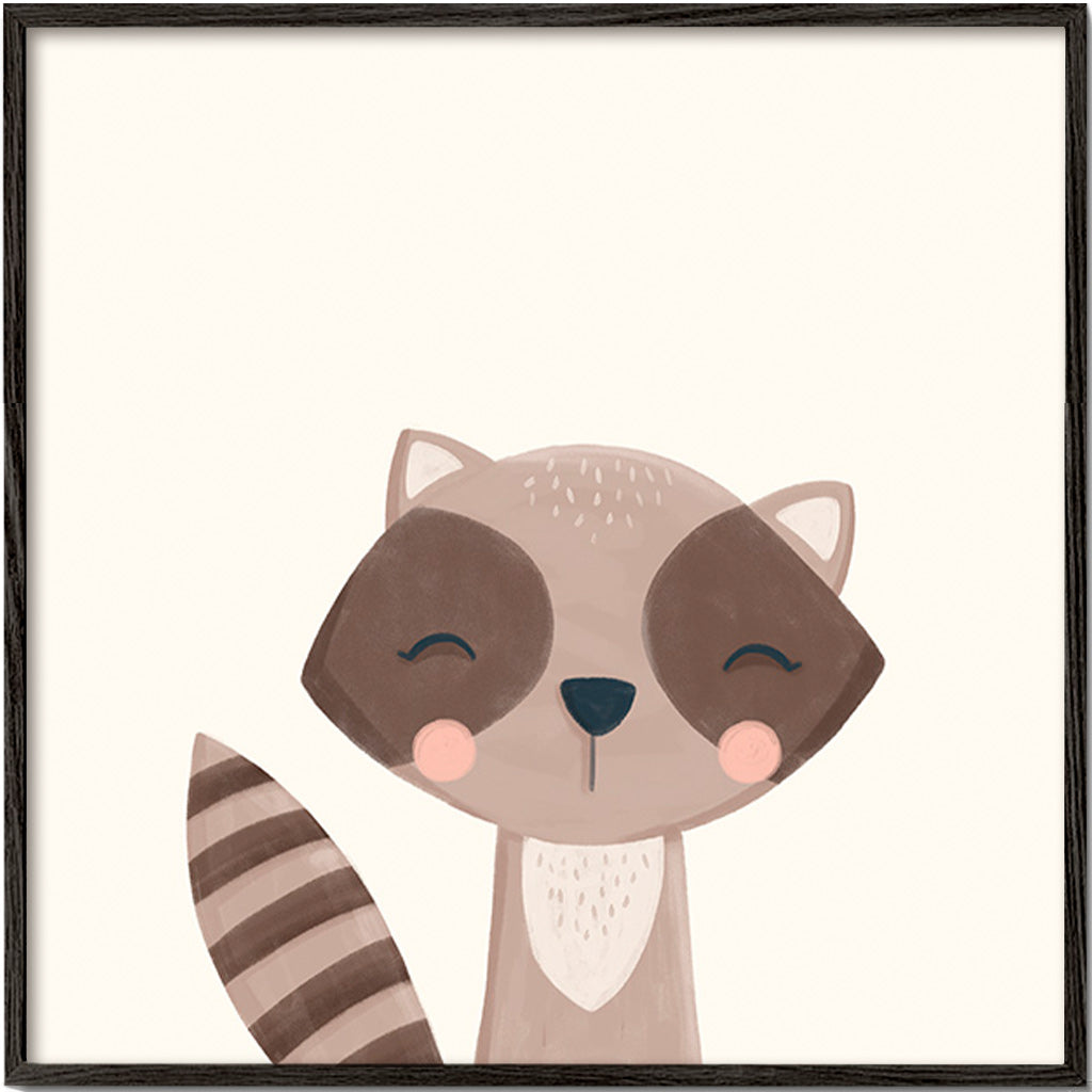 Children's print: smiling raccoon