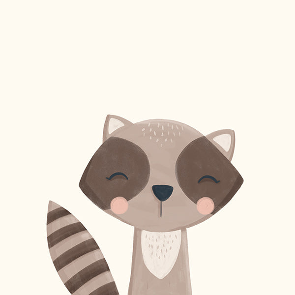 Children's print: smiling raccoon