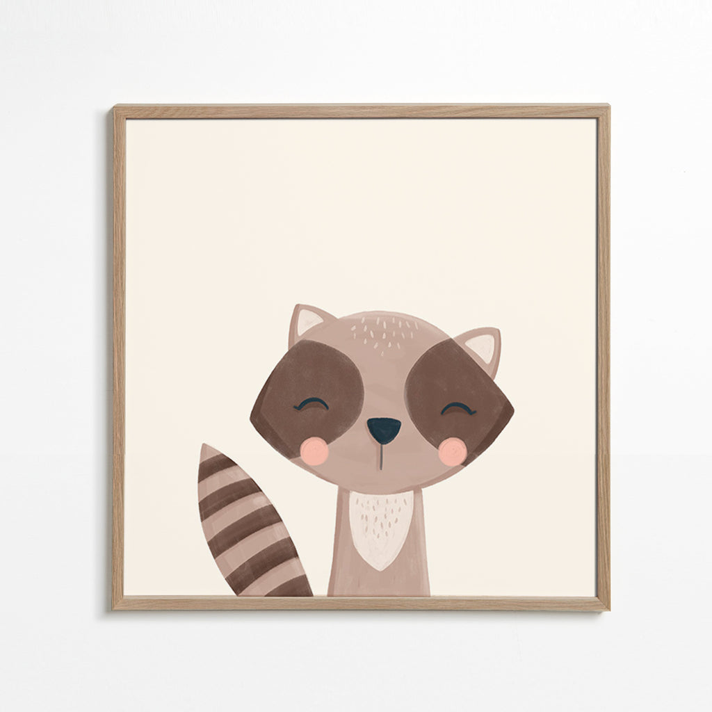 Children's print: smiling raccoon