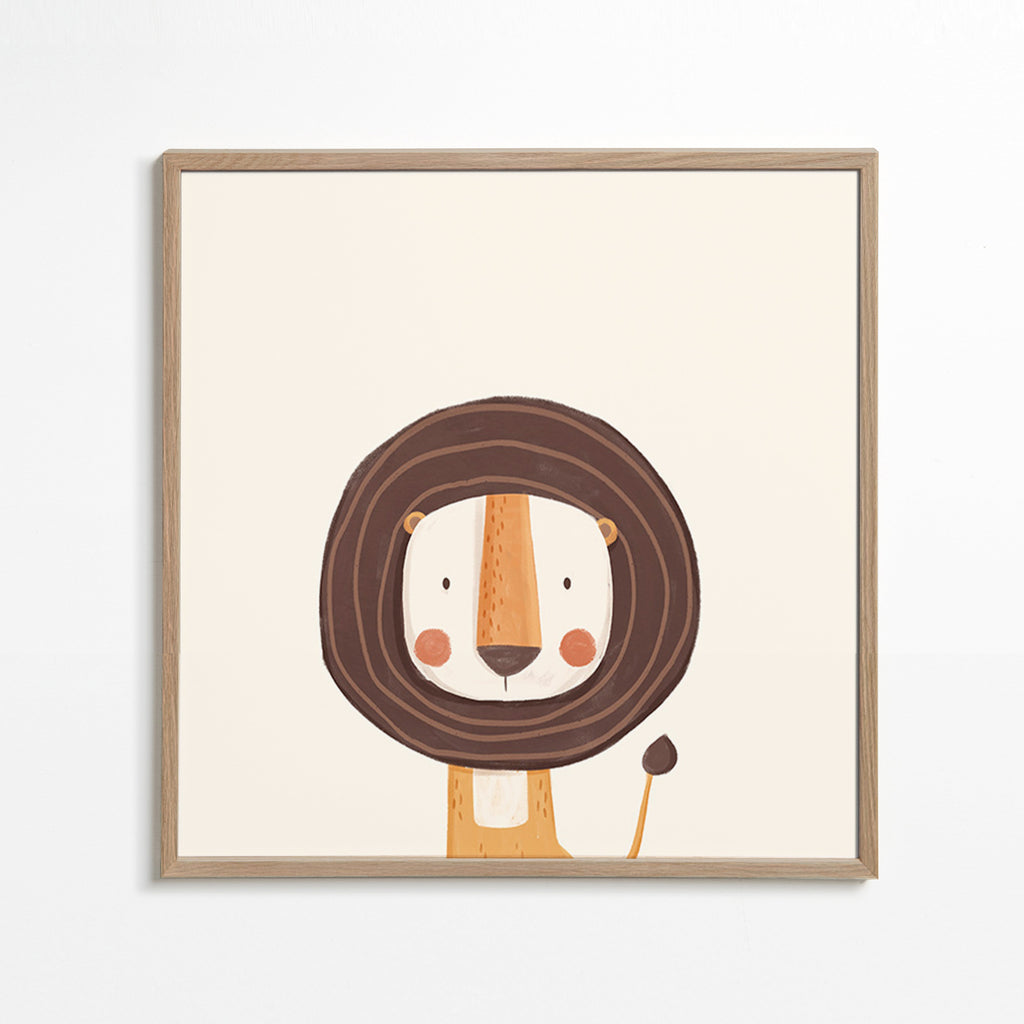 Children's print: smiling lion in a minimal pose