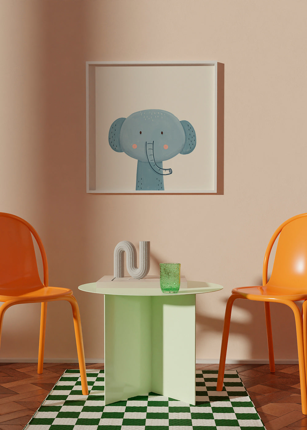 Children's print cheerful blue elephant
