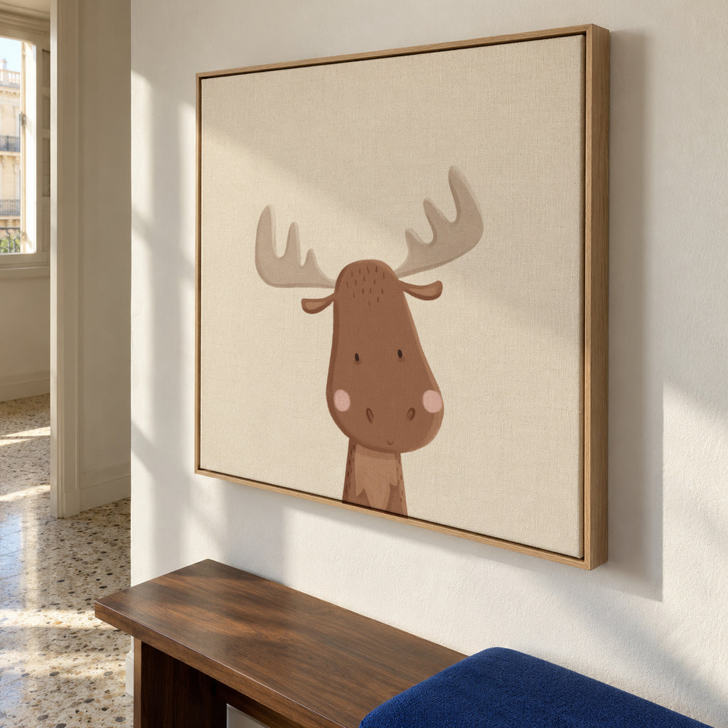Sweet moose - Framed canvas in an interior