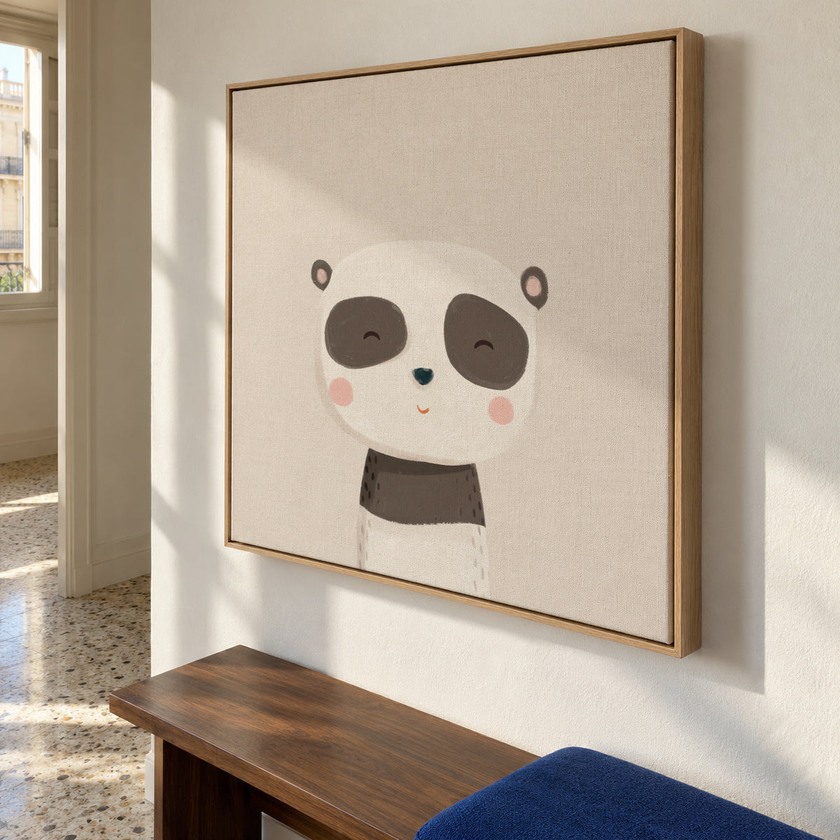 Sweet panda bear - Framed canvas in an interior